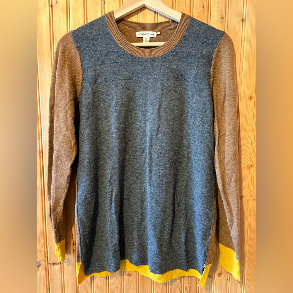 Toad&Co Brown and Grey Wool Blend Sweater